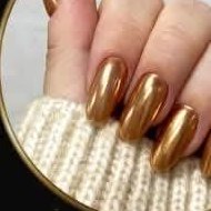Gold chrome almond nails
